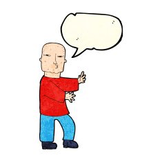 cartoon tough man with speech bubble N8