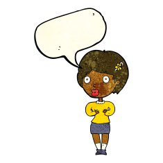 cartoon surprised woman with speech bubble N59