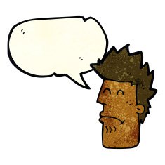cartoon man feeling sick with speech bubble N3
