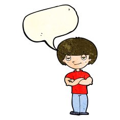 cartoon smug looking man with speech bubble N4