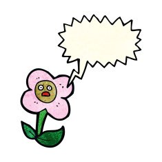 cartoon flower with face speech bubble N6