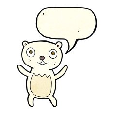 cartoon polar bear cub with speech bubble N16