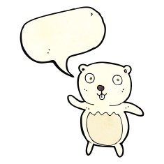 cartoon polar bear cub with speech bubble N17