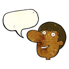 cartoon happy male face with speech bubble N5