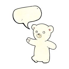 cartoon polar bear cub with speech bubble N20