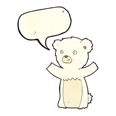 cartoon polar bear cub with speech bubble N21