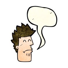 cartoon man feeling sick with speech bubble N4