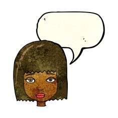 cartoon female face with speech bubble N36