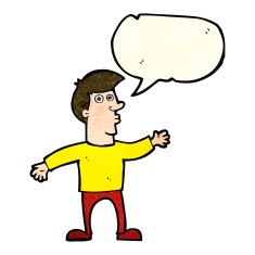 cartoon worried man with speech bubble N25