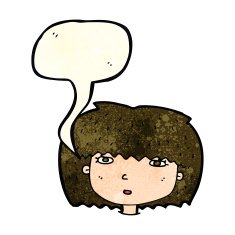 cartoon female face with speech bubble N38