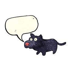 cartoon happy little dog with speech bubble N3