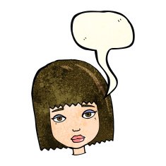cartoon female face with speech bubble N39