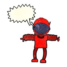 cartoon astronaut with speech bubble N28
