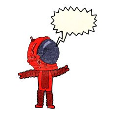 cartoon astronaut with speech bubble N29