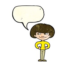 cartoon boy with hands on hips speech bubble N4