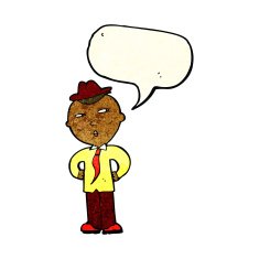 cartoon man wearing hat with speech bubble N3