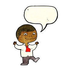 Cartoon happy boy with speech bubble N56
