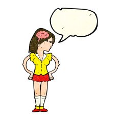 cartoon intelligent woman with speech bubble N6