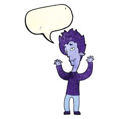 cartoon vampire man with speech bubble N35