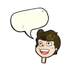 cartoon happy face with speech bubble N12