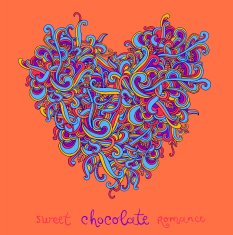 Vector background with abstract Heart curls N2