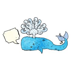 cartoon whale with speech bubble N10