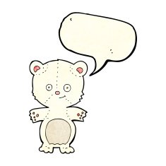 cartoon polar bear cub with speech bubble N23