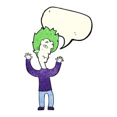 cartoon vampire man with speech bubble N36