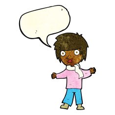 cartoon unhappy boy with speech bubble N13