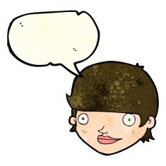 cartoon happy female face with speech bubble N43