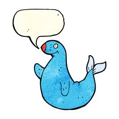 cartoon seal with speech bubble N5