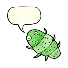 cartoon bug with speech bubble N9