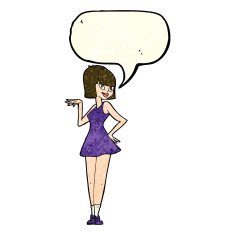 cartoon pretty woman with speech bubble N66