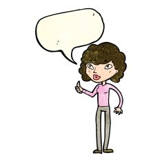 cartoon woman giving thumbs up symbol with speech bubble N19