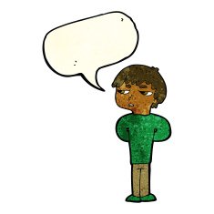 cartoon antisocial boy with speech bubble N3