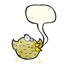 cartoon happy bird with speech bubble N11