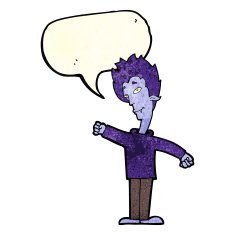 cartoon vampire man with speech bubble N38