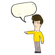 cartoon pointing man with speech bubble N23