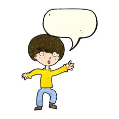 cartoon panicking boy with speech bubble N4