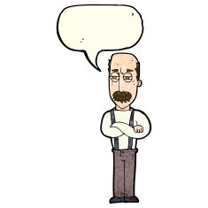 cartoon annoyed old man with speech bubble N19