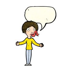 cartoon woman telling lies with speech bubble N3