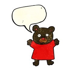 cartoon cute black bear with speech bubble N22