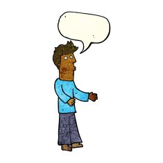 cartoon man explaining with speech bubble N5