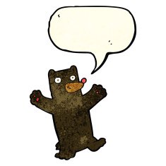 cartoon black bear with speech bubble N20