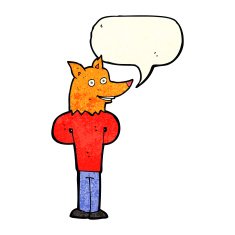 cartoon fox man with speech bubble N16