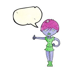 cartoon vampire girl giving thumbs up symbol with speech bubble N3