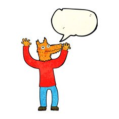 cartoon fox man with speech bubble N18