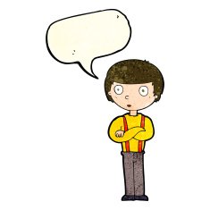 cartoon staring boy with speech bubble N9