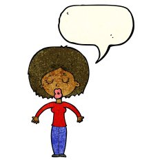 cartoon woman with closed eyes speech bubble N3