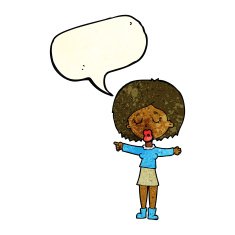 cartoon pointing woman with speech bubble N9